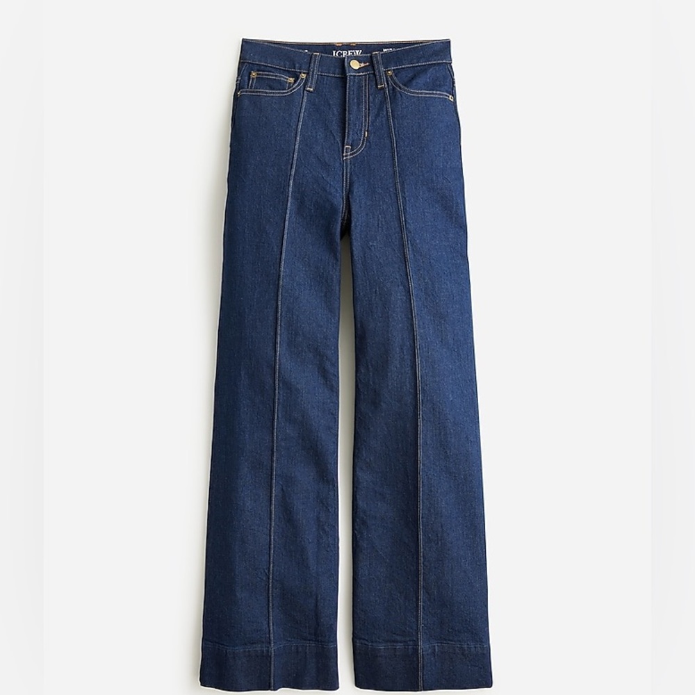 J.Crew Pintuck Denim Wide Leg Trouser in Rinse wash 32